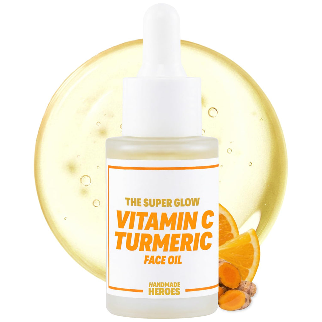 Handmade Heroes The Super Glow Vitamin C Turmeric Face Oil – Lightweight Radiance Oil for Dull-Looking Skin, 0.8 Fl Oz