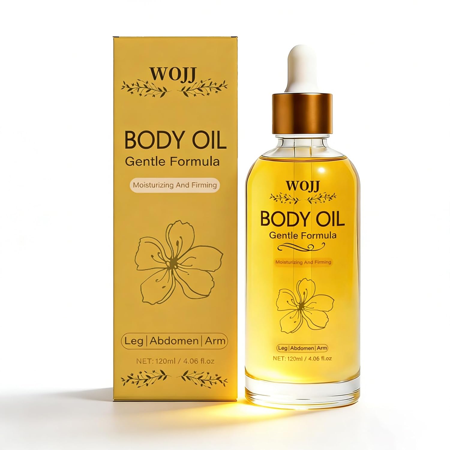Cold-Pressed Natural Botanical Firming Oil for Face & Body – Hydrating & Tightening Treatment to Improve Elasticity for Aging, Crepey Skin on Arms, Tummy, Thighs – 4 fl Oz (01)