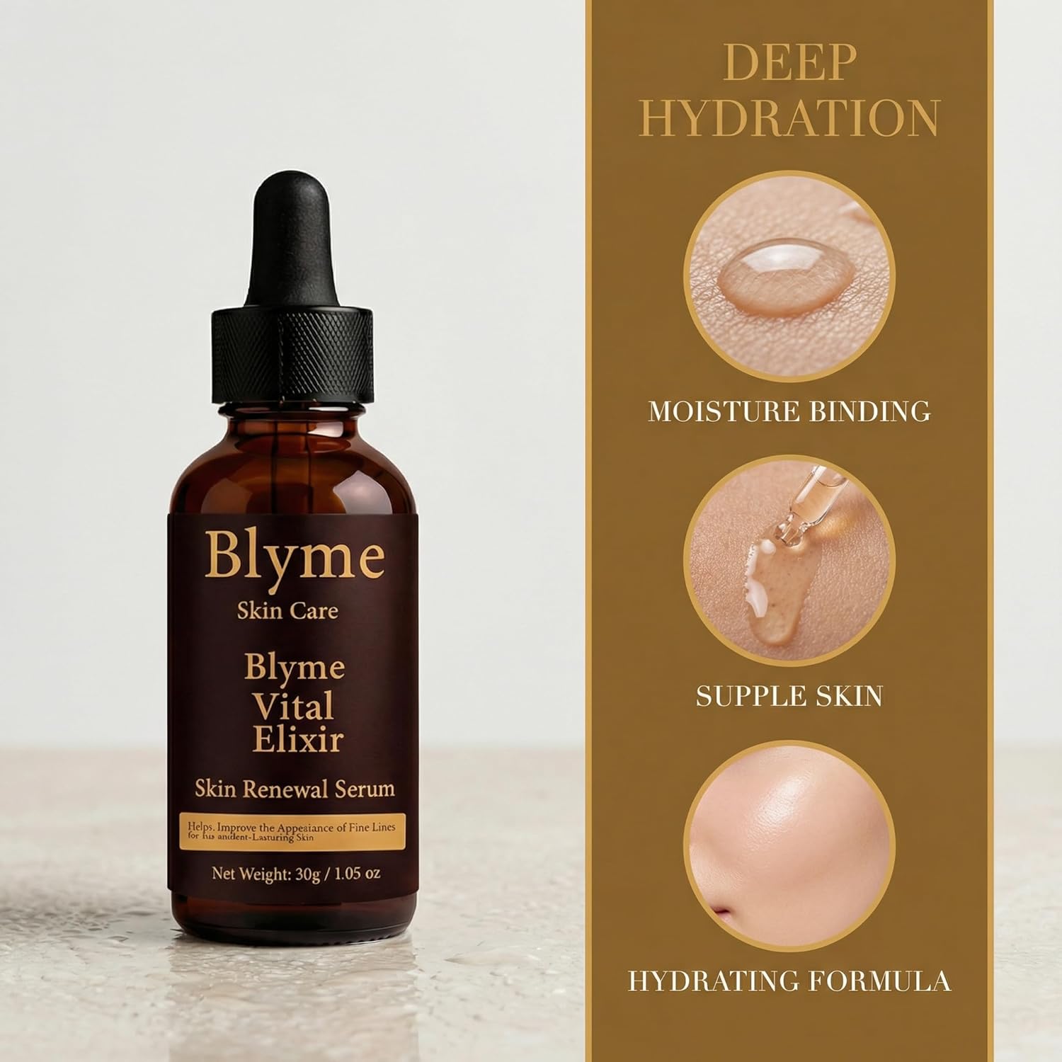 Blyme Prime Elixir, with Peptide, Hyaluronic Acid and Retinol, Help Reduce Appearance of Fine Lines, Support Skin Elasticity, Hydrating & Firming Face Serum for Mature-Looking Skin, 30ml (30g)
