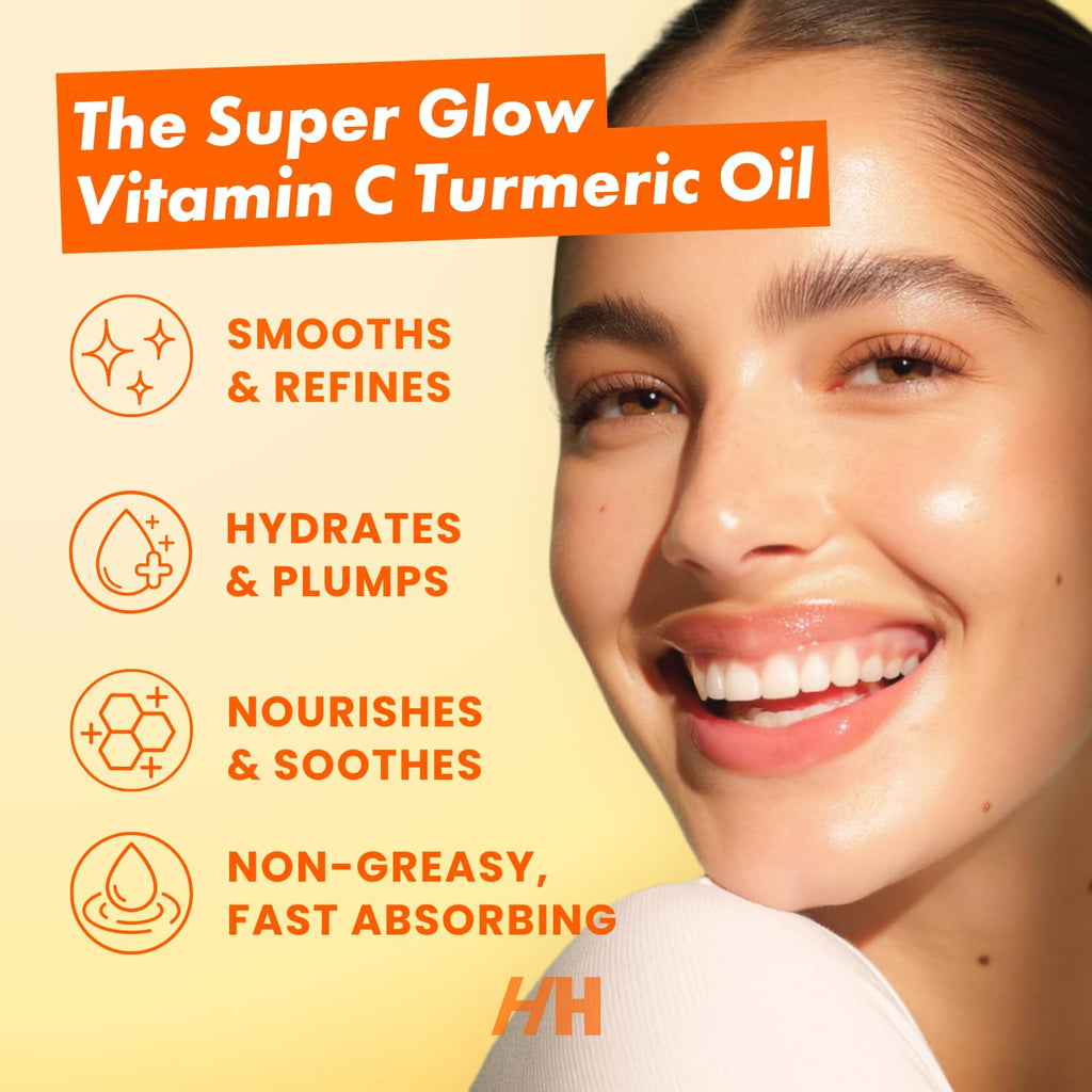 Handmade Heroes The Super Glow Vitamin C Turmeric Face Oil – Lightweight Radiance Oil for Dull-Looking Skin, 0.8 Fl Oz