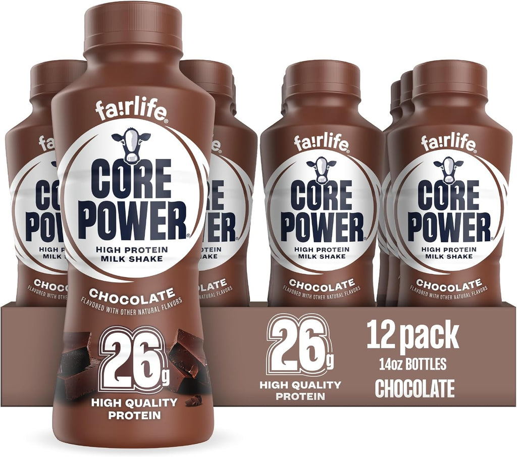 Core Power Fairlife 26g Protein Milk Shakes, Liquid Ready To Drink for Workout Recovery, Chocolate, 14 Fl Oz Bottle (Pack of 12)