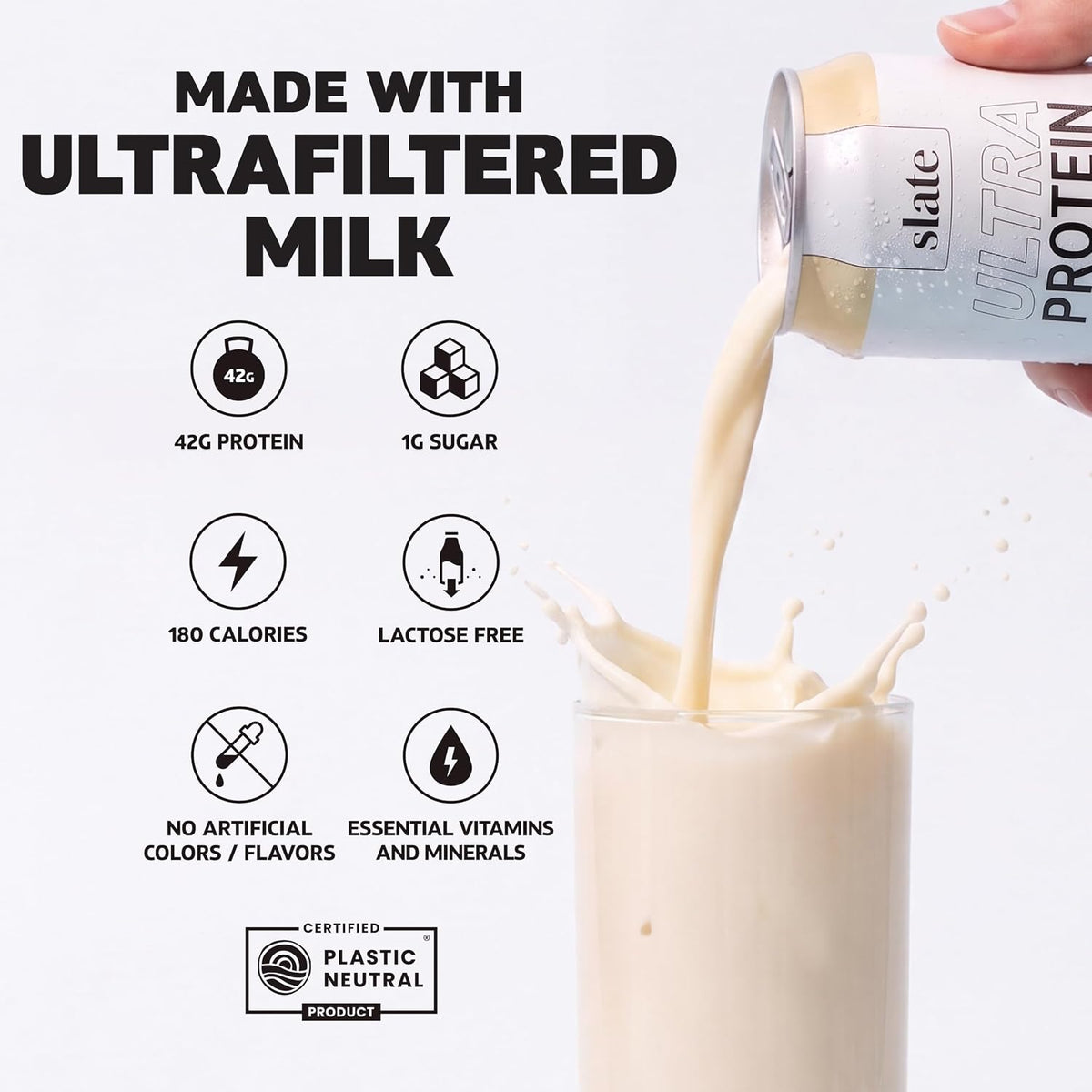 Slate Milk Vanilla Ultra 42g High Protein Milk Shake (12 Cans)