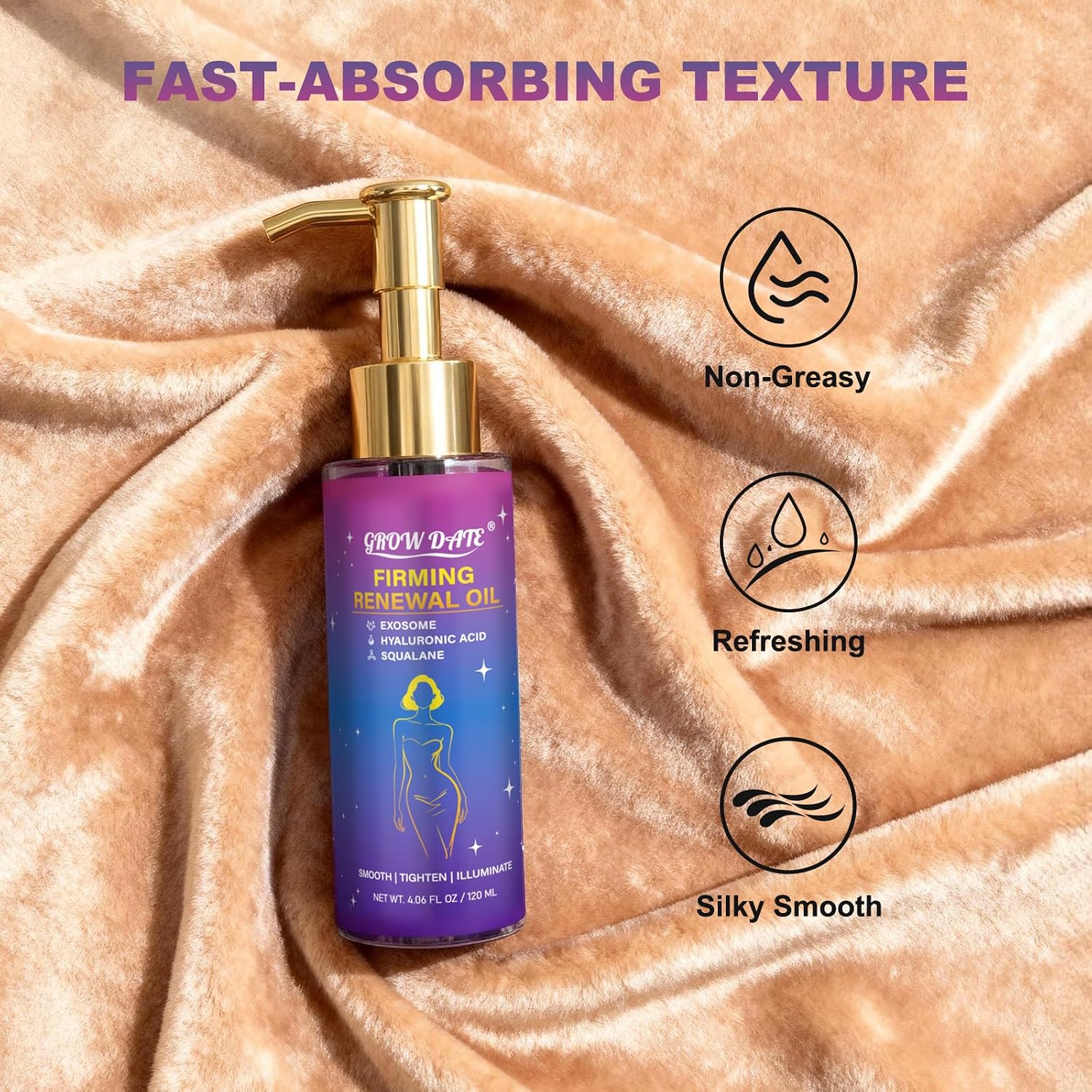 Body Firming Oil for Women, After Shower Body Oil for Crepe Skin, Hydrating Shower Oil with Hyaluronic Acid, Jojoba Oil, Vitamin E & Lavender Oil, Lightweight Non-Greasy Full Body Moisturizer, 4 Fl Oz