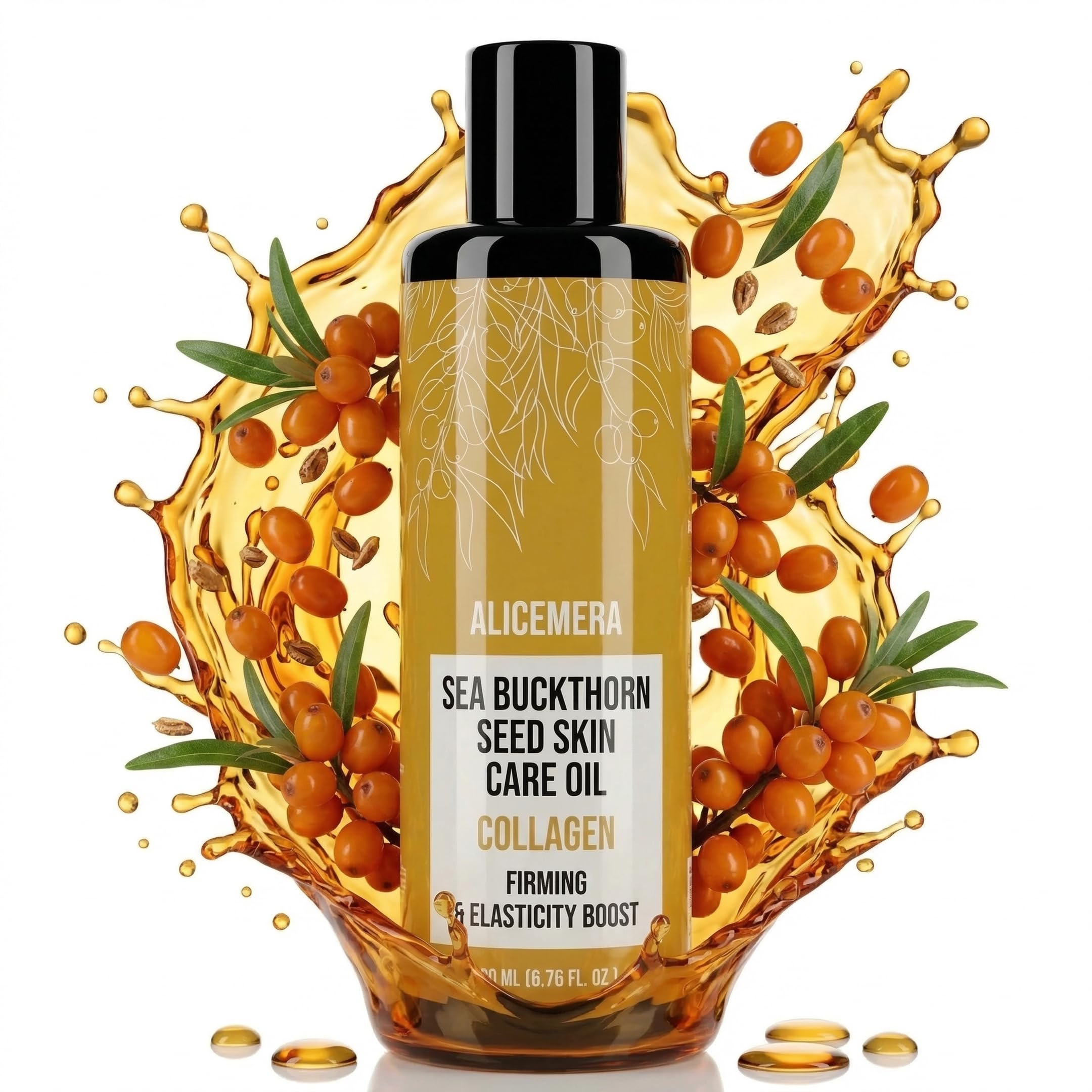 Vitamin C Body Oil for Dry Skin – Moisturizing & Brightening Skin Oil with Aloe Vera, Sea Buckthorn & Vitamin E – Nourishing Skincare – 6.76 oz