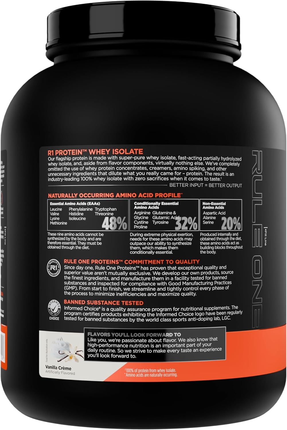 Rule 1 Proteins R1 Protein Whey Isolate, Vanilla Creme, 76 Servings