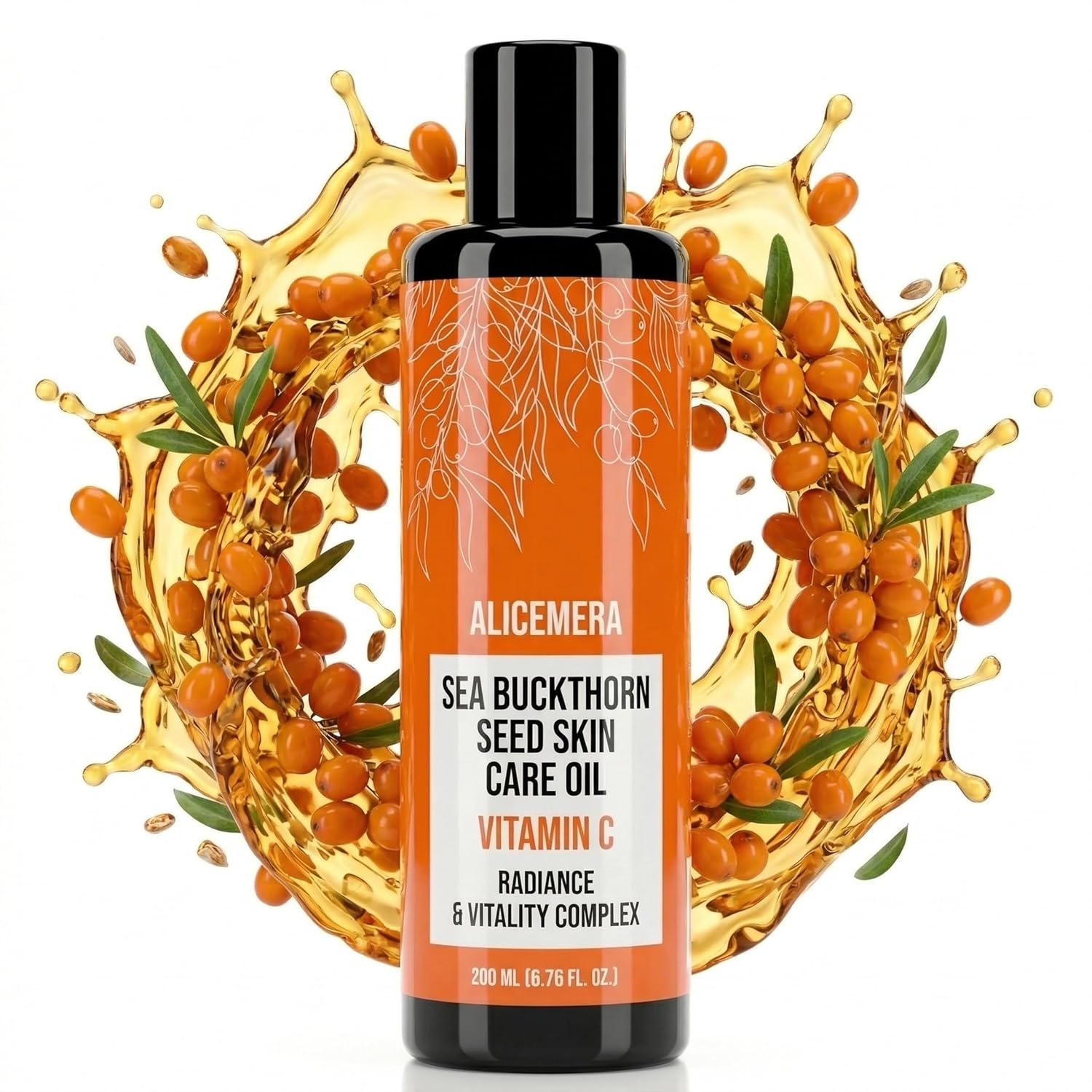 Vitamin C Body Oil for Dry Skin – Moisturizing & Brightening Skin Oil with Aloe Vera, Sea Buckthorn & Vitamin E – Nourishing Skincare – 6.76 oz
